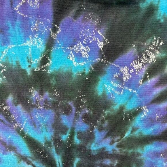 Vintage 90s Liquid Blue Grateful Dead Tie Dye Dancing Skeletons Shirt L USA - Picture 2 of 9